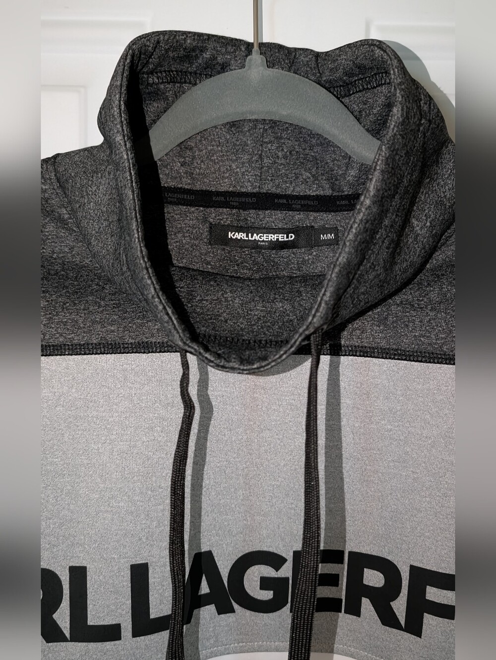 Karl Lagerfeld Black Colorblock Pullover Jacket Size Medium Gray White Black EUC - Picture 2 of 5